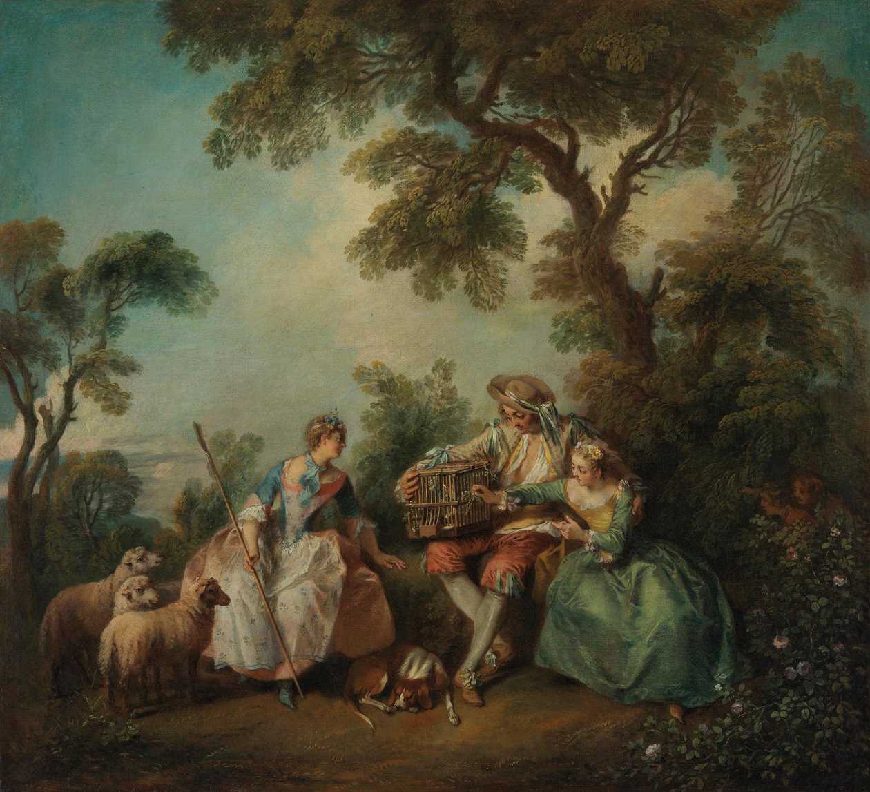 Fugleburet (Kjærlighetene i lunden) av Nicolas Lancret
