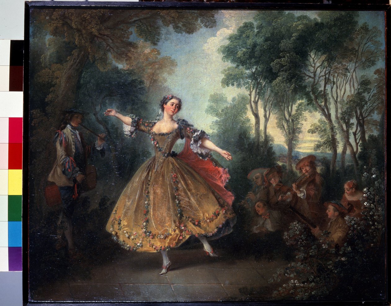 ""Den dansende camargo"" (Miss Camargo Dancing) Marie Anne de Cupis Camargo kalte Camargo (1710-1770) for dans. Maleri av Nicolas Lancret (1690-1743) Tidlig 1700-tall Mål 45x55 cm Hermitage Museum, St. Petersburg av Nicolas Lancret