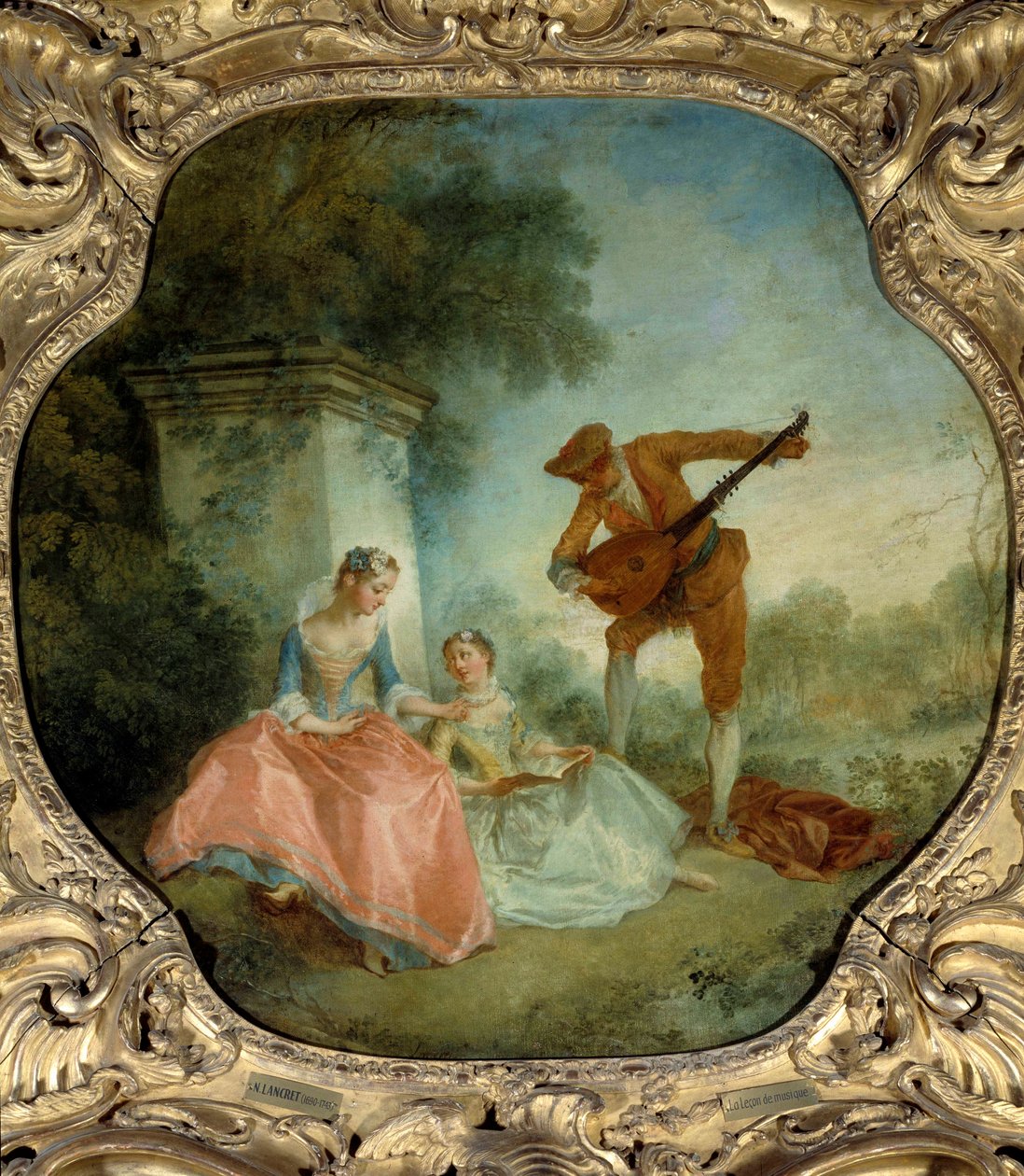 La lecon de musique Maleri av Nicolas Lancret (1690-1743) 1700-talls søn. 0,89x0,9 m. av Nicolas Lancret