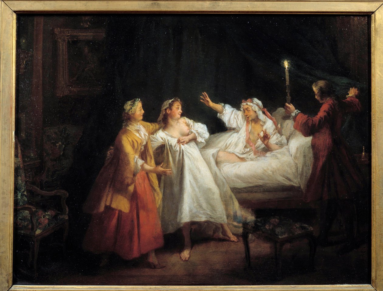 Tales of Jean de La Fontaine: The Gascon Punished Painting on Copper av Nicolas Lancret (1690-1743) Søn. 0,28 x 0,36 m av Nicolas Lancret
