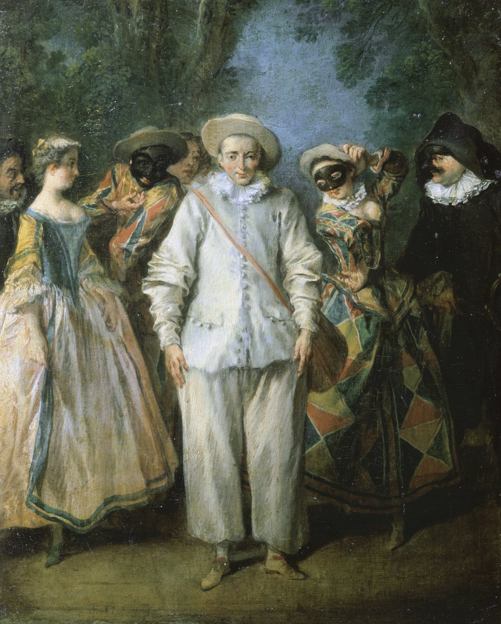 Skuespillerne i den italienske komedien, eller Det italienske teateret, ca. 1725-28 (olje på tre) av Nicolas Lancret