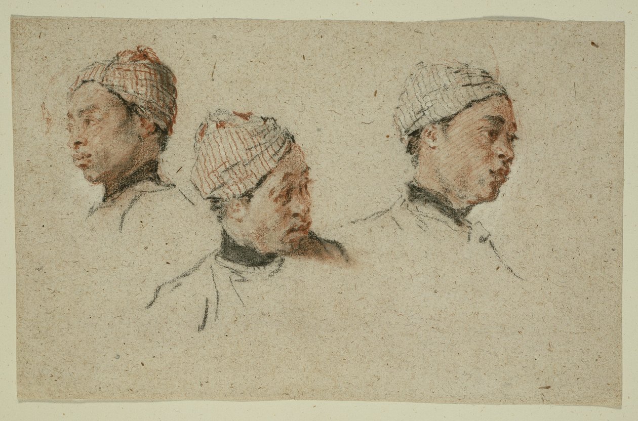 Tre studier av hodet til en turbanet svart mann av Nicolas Lancret