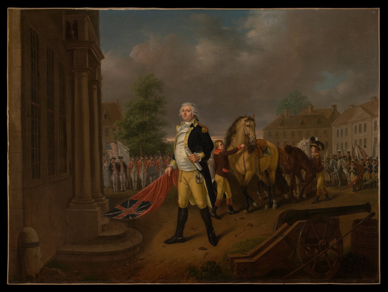 General Humphreys leverer standardene tatt i Yorktown til Congress Hall (Philadelphia) av Nicolas Louis Albert Delerive