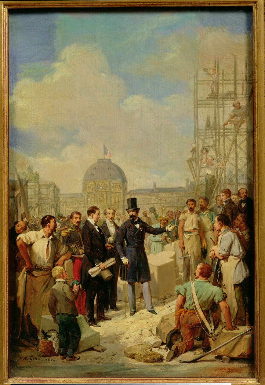 Studie for Napoleon III (1808-73) Besøk av verkene ved Louvre, 1854 av Nicolas Louis Francois Gosse