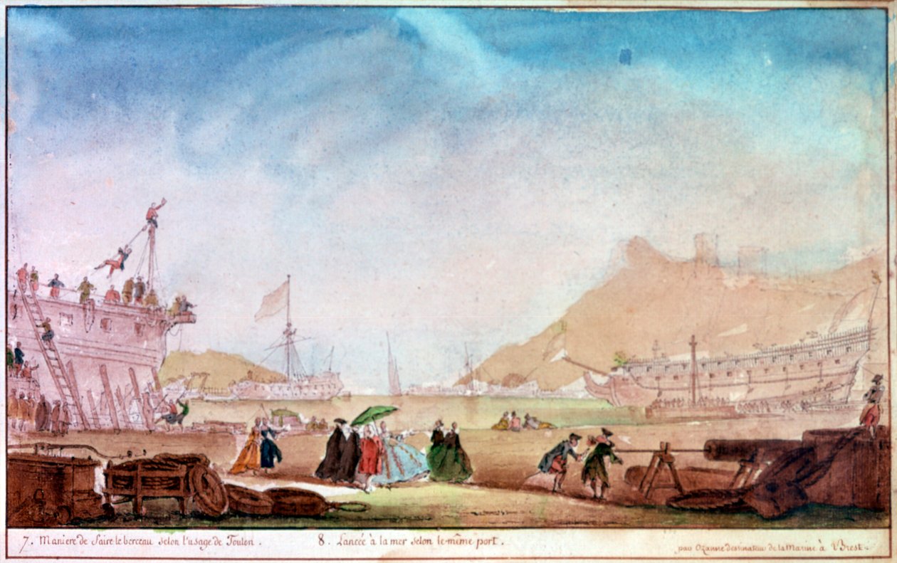 Marinaen i Brest, c1750-1810 av Nicolas Marie Ozanne