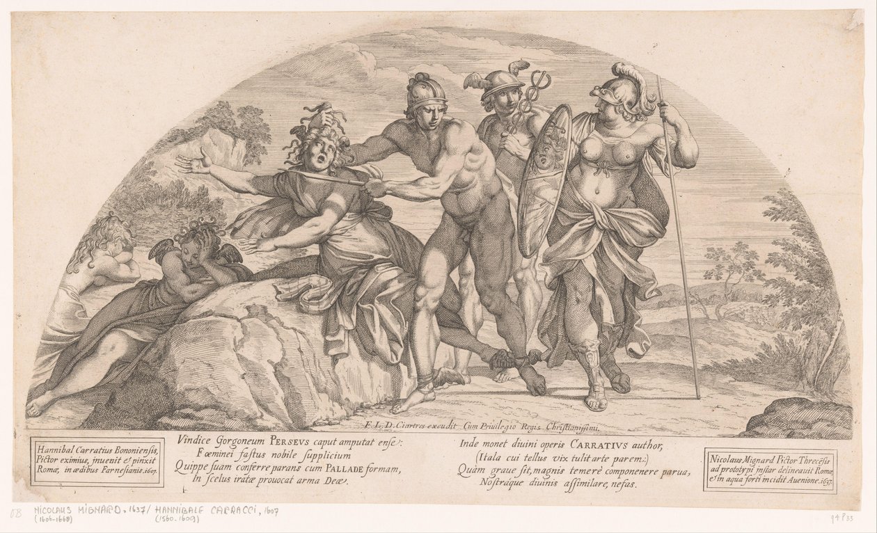Perseus halshugger Medusa Historier fra Odyssey (serietittel) av Nicolas Mignard