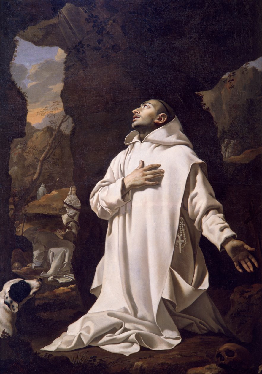 St Bruno ber i ørkenen, av Nicolas Mignard (1606-1668), olje på lerret, 220x1445 cm av Nicolas Mignard