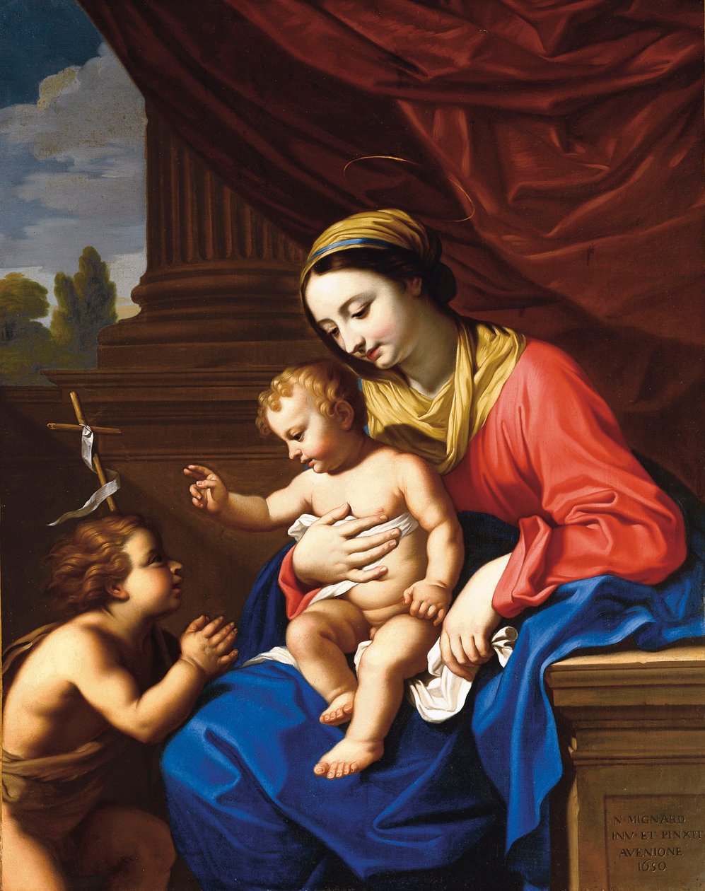 Jomfruen og barnet med døperen Johannes, 1650 av Nicolas Mignard