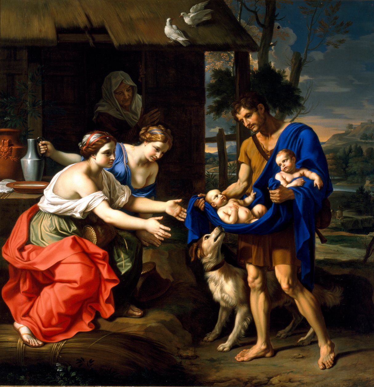 Hyrden Faustulus bringer Romulus og Remus til sin kone av Nicolas Mignard