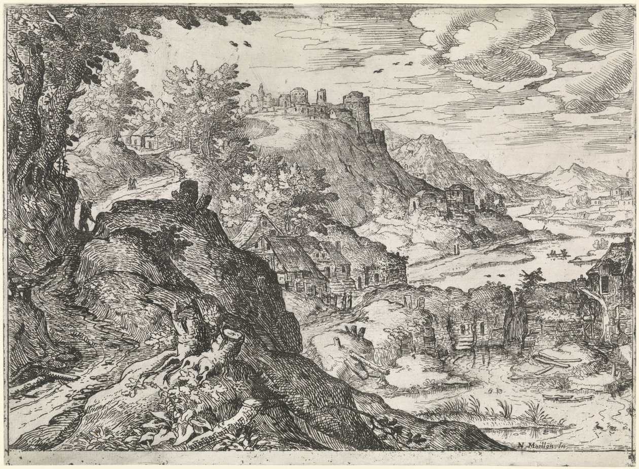 Fjelllandskap med vannmølle Fjelllandskap (serietittel) av Nicolas Moillon