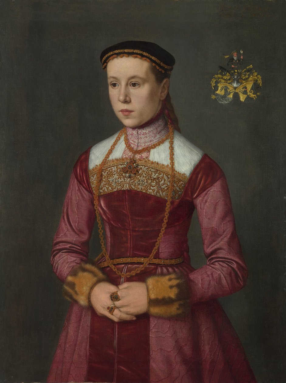 Portrett av en ung dame, ca 1561 av Nicolas Neufchatel