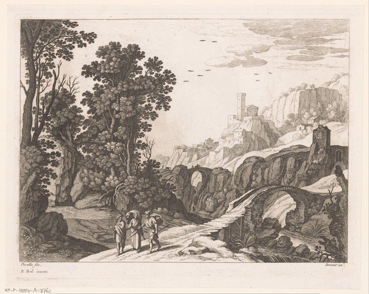 Landskap med Emmaus-reisende av Nicolas Perelle