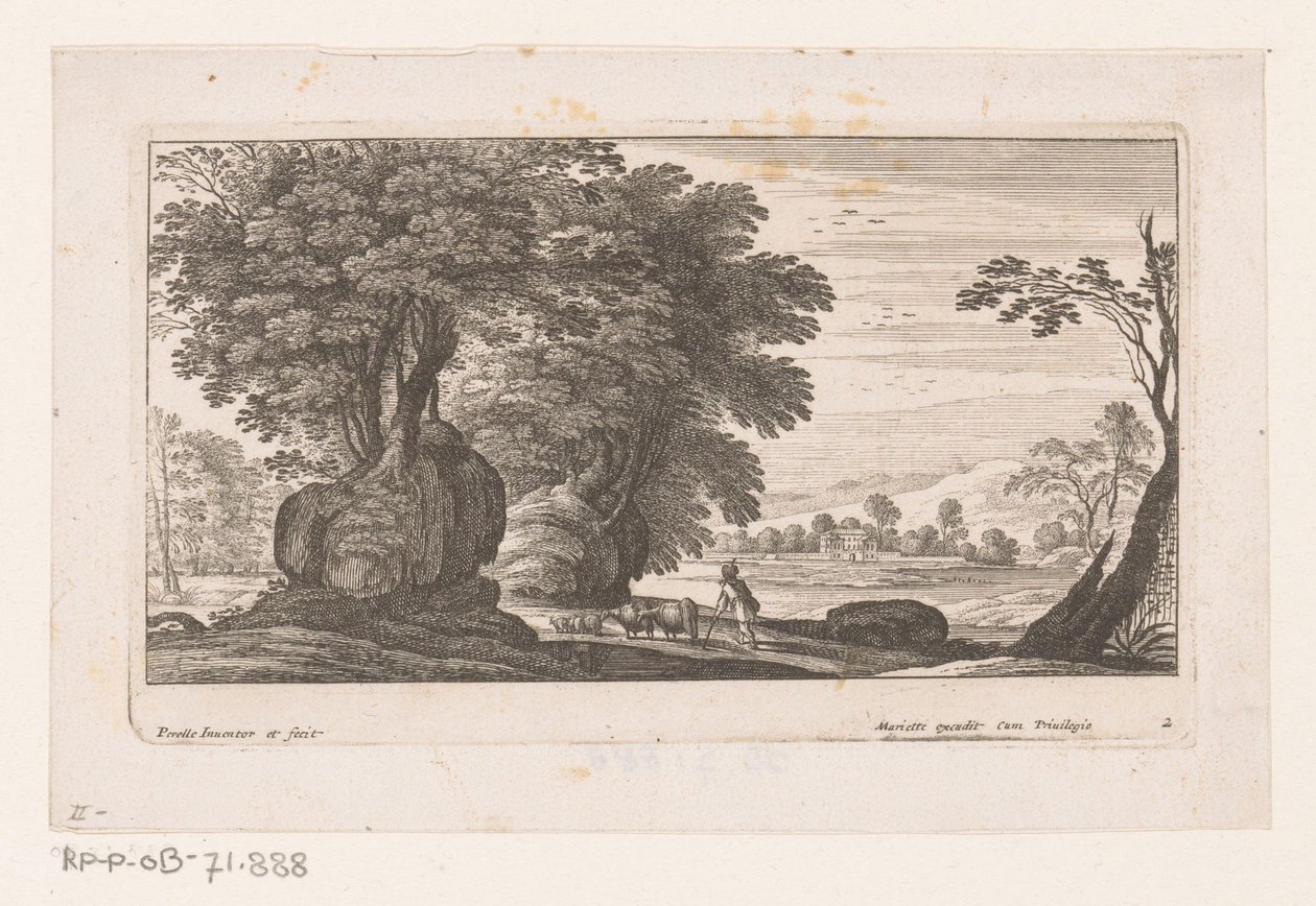 Landskap med figur og storfe Landskap (serietittel) av Nicolas Perelle