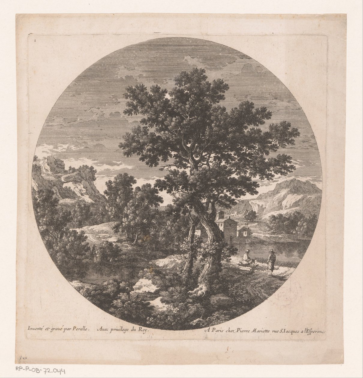 Landskap med to menn ved en innsjø av Nicolas Perelle