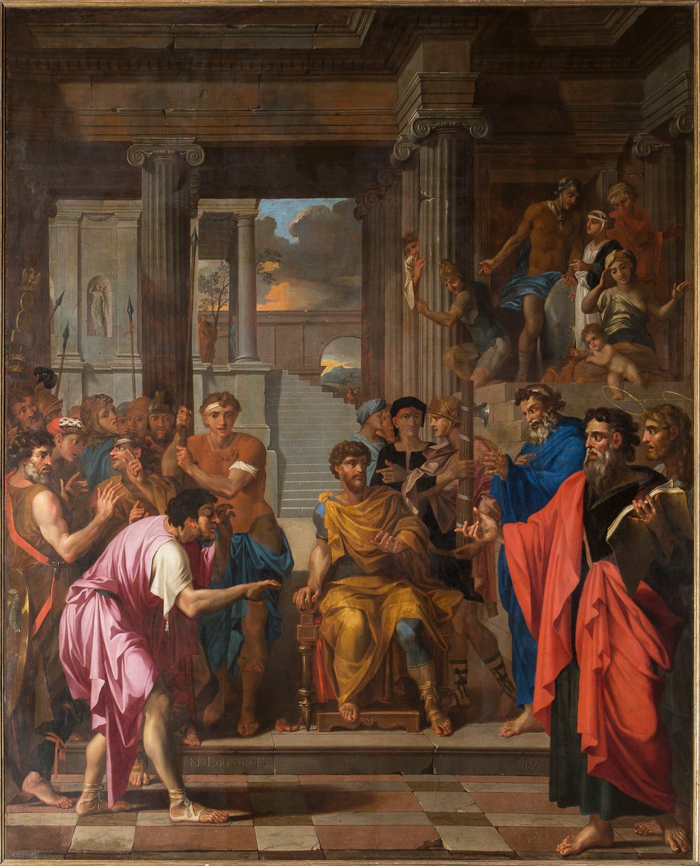 Saint Paul blinder den falske profeten Bar-Jesus og omvendte prokonsulen Sergius av Nicolas Pierre Loir