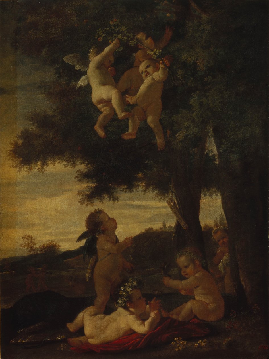 Amorer og genier, 1630-1633 av Nicolas Poussin