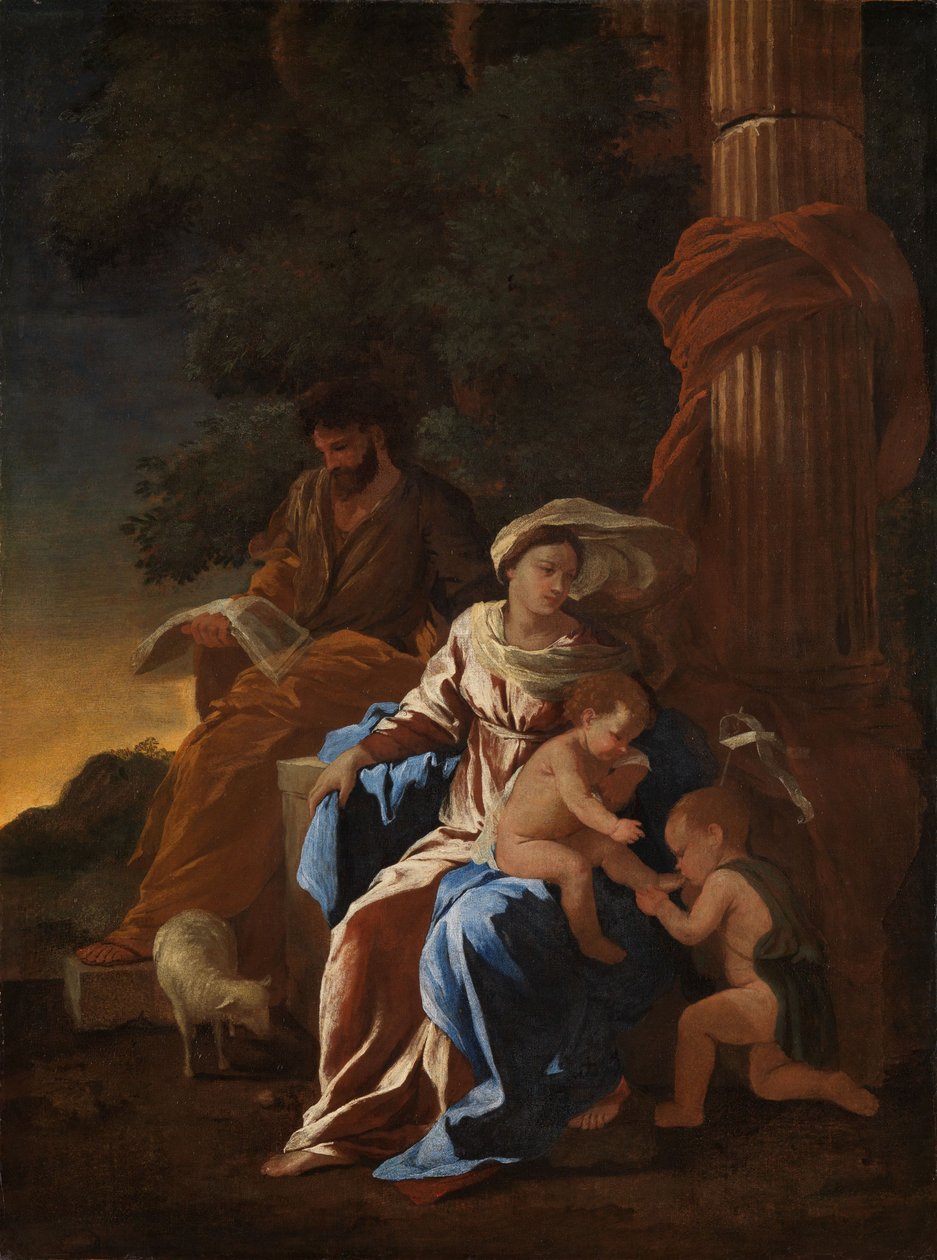 Den hellige familie med Johannesbarnet av Nicolas Poussin