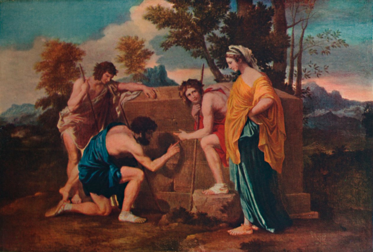 Et i Arcadia ego Les bergers dArcadie eller The Arcadian Shepherds, 1637-1638, 1911 av Nicolas Poussin