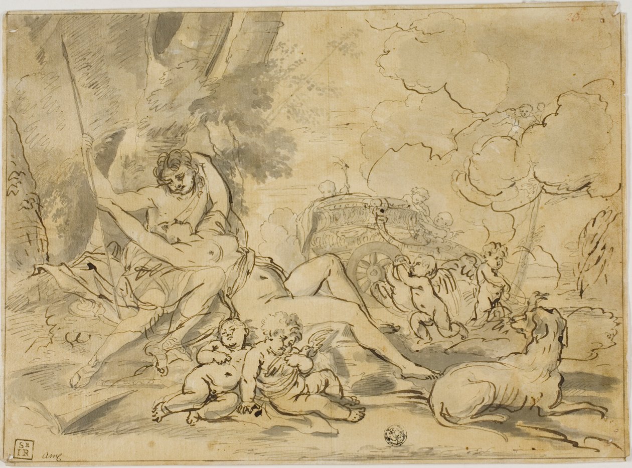 Figurer, vogn og hund av Nicolas Poussin