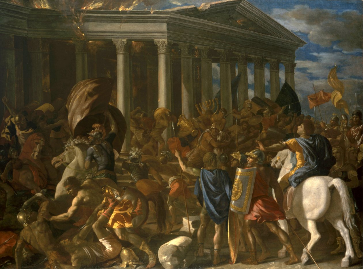 La destruction du temple de Jerusalem - Ødeleggelsen av Jerusalems tempel, av Poussin, Nicolas (1594-1665). Olje på lerret av Nicolas Poussin