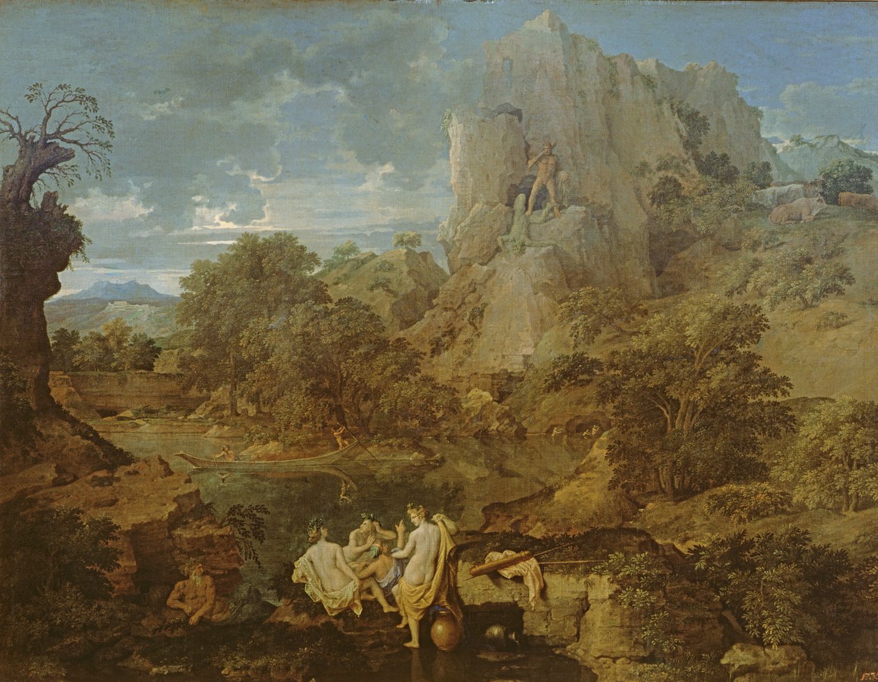 Landskap med Hercules og Cacus, ca. 1656 av Nicolas Poussin