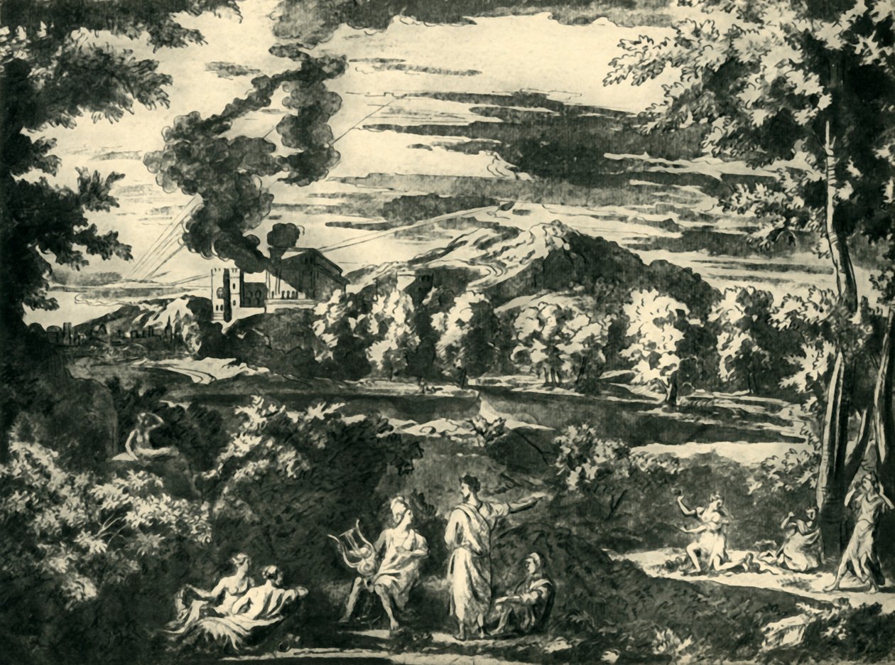 Landskap med Orfeus og Eurydike, midten av 1600-tallet, 1943. av Nicolas Poussin
