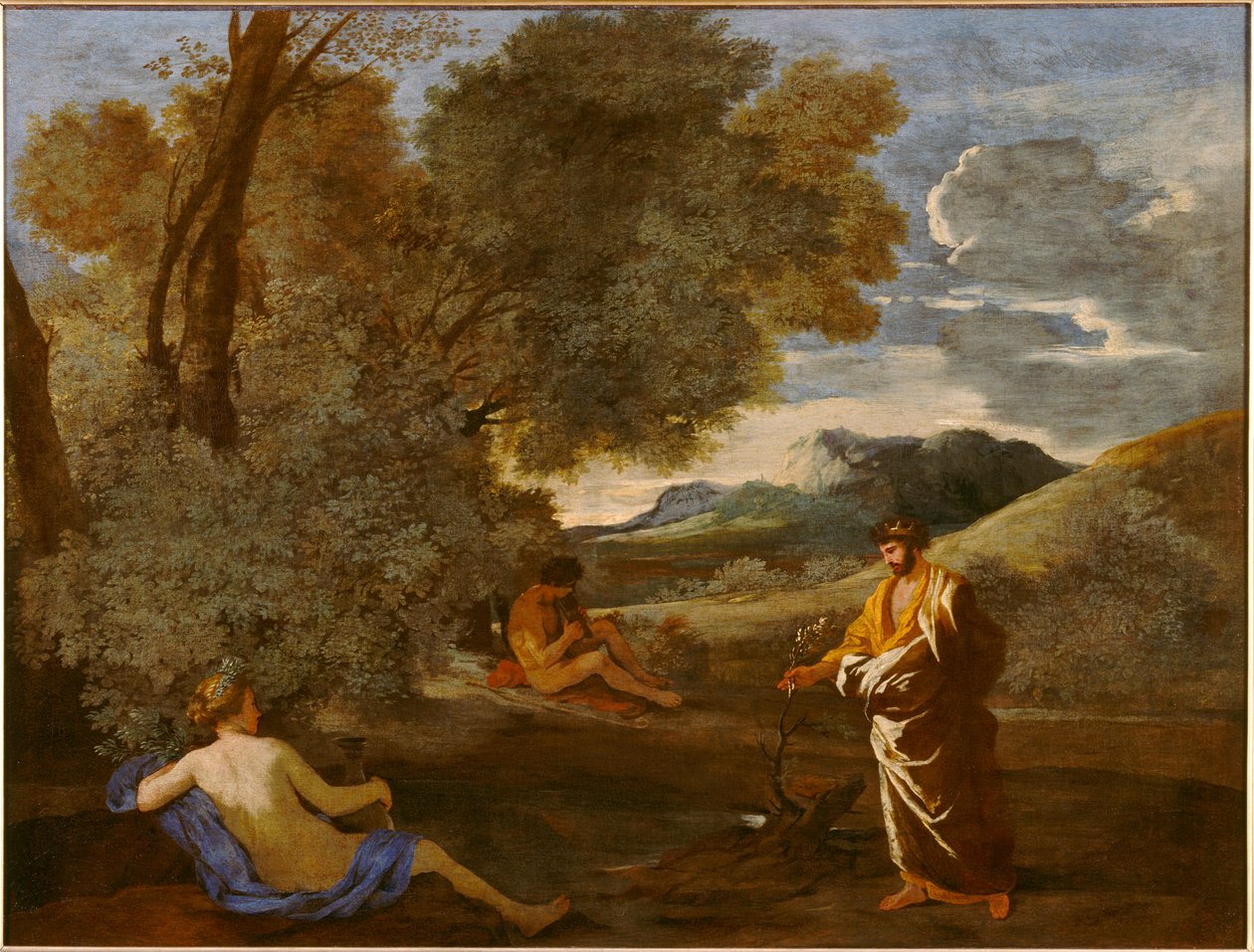 Midas forvandler grenen av et øyenbryn til gull, tidligere kjent som Numa Pompilius og nymfen Egeria av Nicolas Poussin
