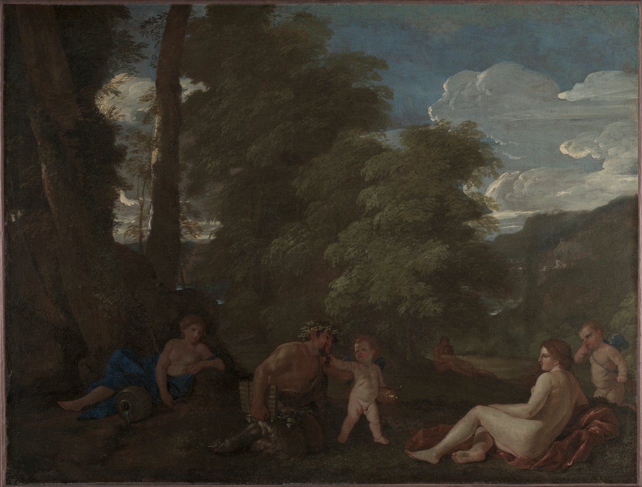 Nymfer og en Satyr Kjærlighet overvinner alt 1625-1627. av Nicolas Poussin