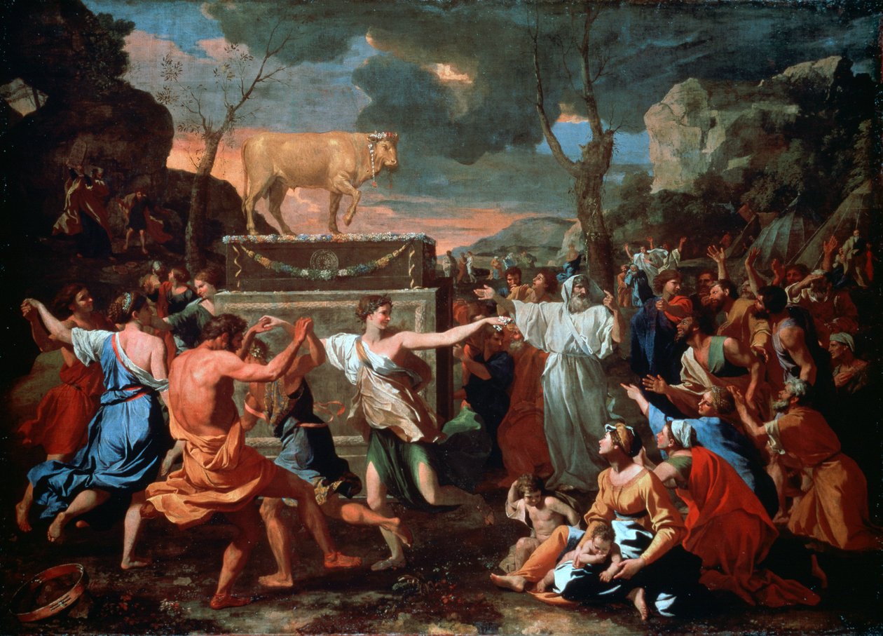 Tilbedelsen av gullkalven, c1635 av Nicolas Poussin