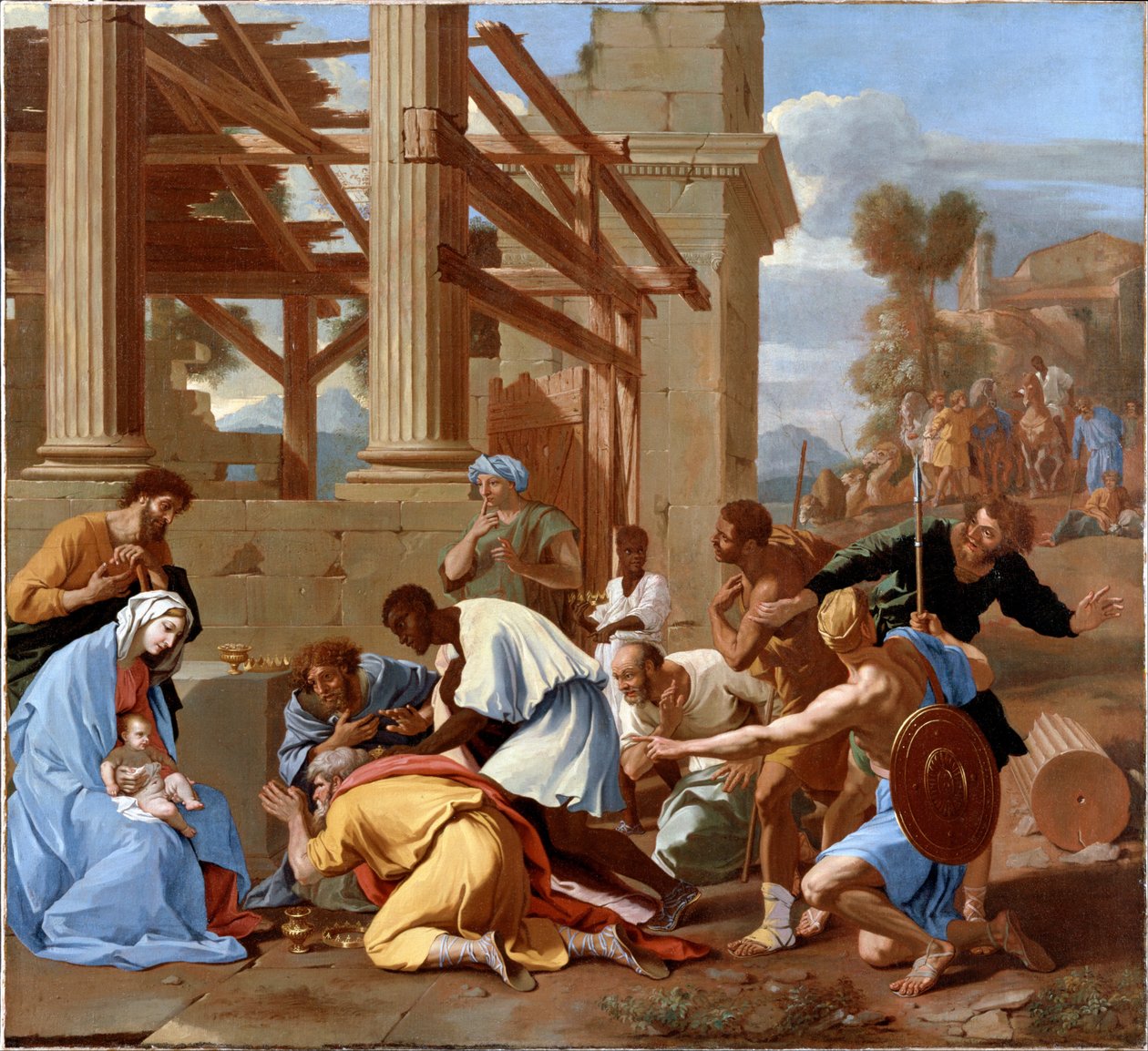 De hellige tre kongers tilbedelse av Nicolas Poussin