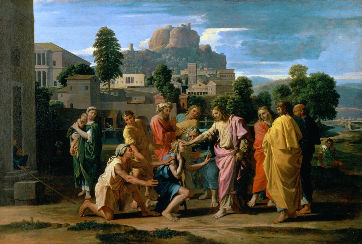 The Blind of Jericho, or Christ Healing the Blind, 1650 av Nicolas Poussin