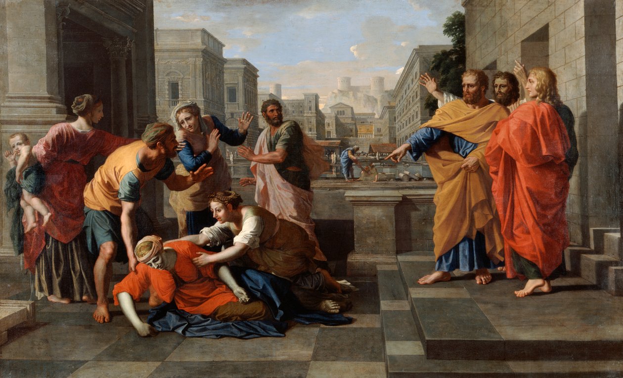 Sapphiras død, 1652 av Nicolas Poussin