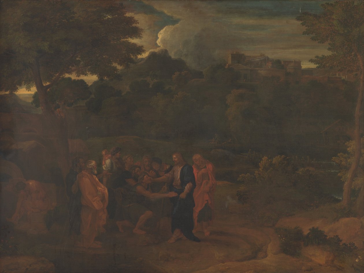 Helbredelsen av de to blinde menn i Jeriko av Nicolas Poussin