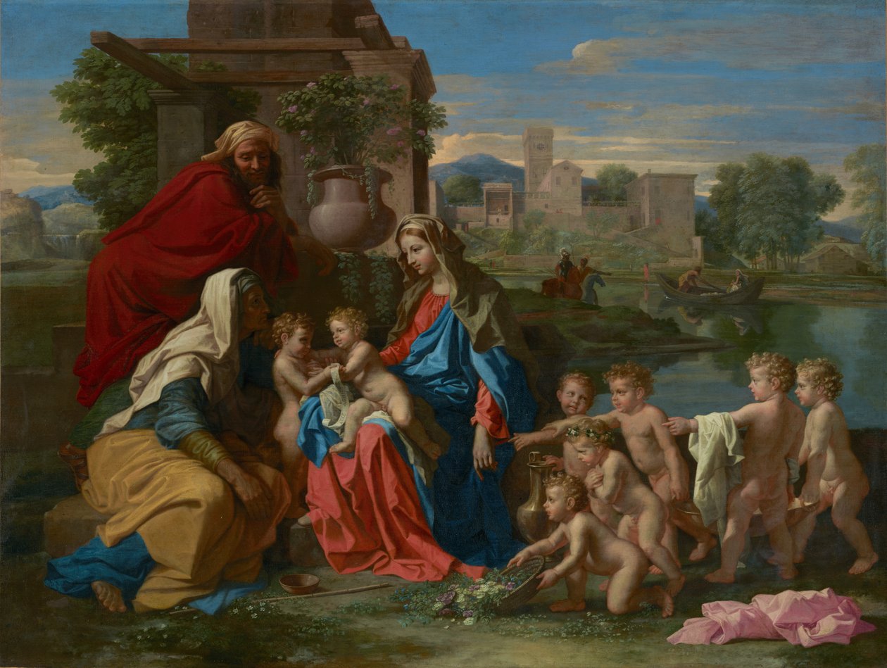 Den hellige familie, ca. 1651 (olje på lerret) av Nicolas Poussin