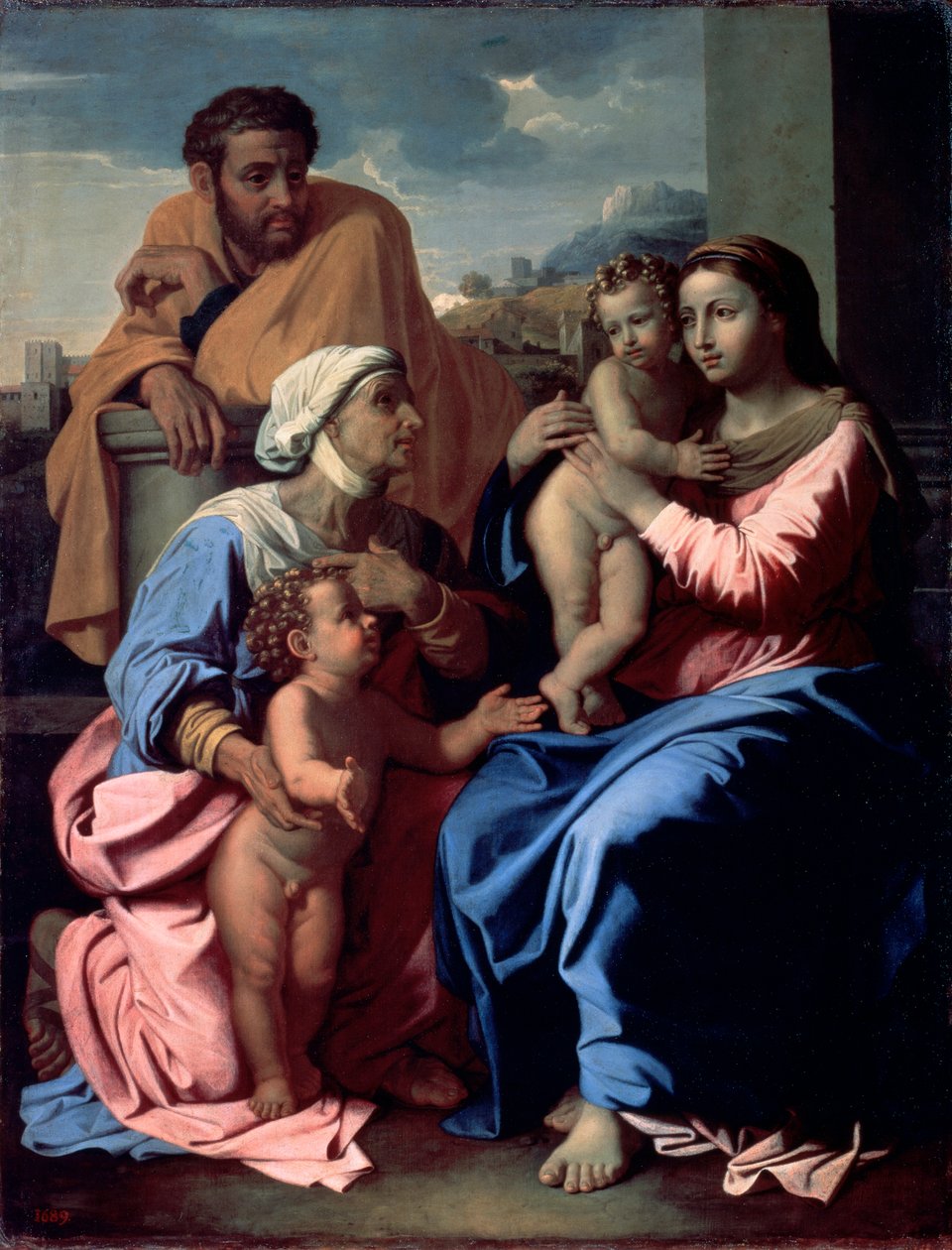 Den hellige familie med døperen Johannes og den hellige Elizabeth, 1644-1655. av Nicolas Poussin