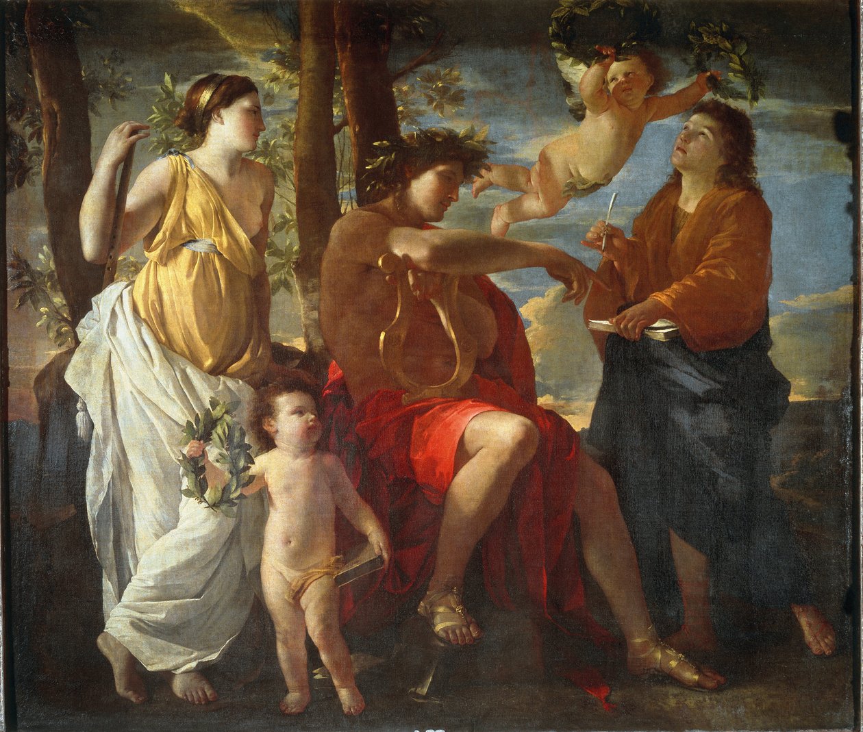 Inspirasjonen til dikteren - olje på lerret av Nicolas Poussin