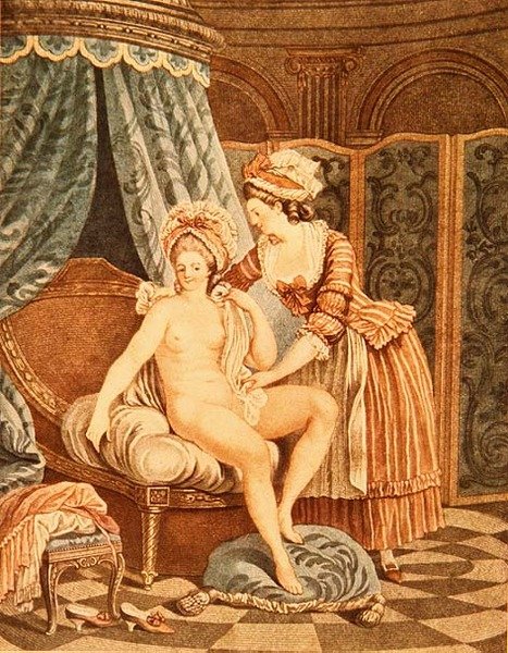 The Toilette, gravert av Louis Marin Bonnet (1736-93) (mezzotint) av Nicolas Rene (after) Jollain