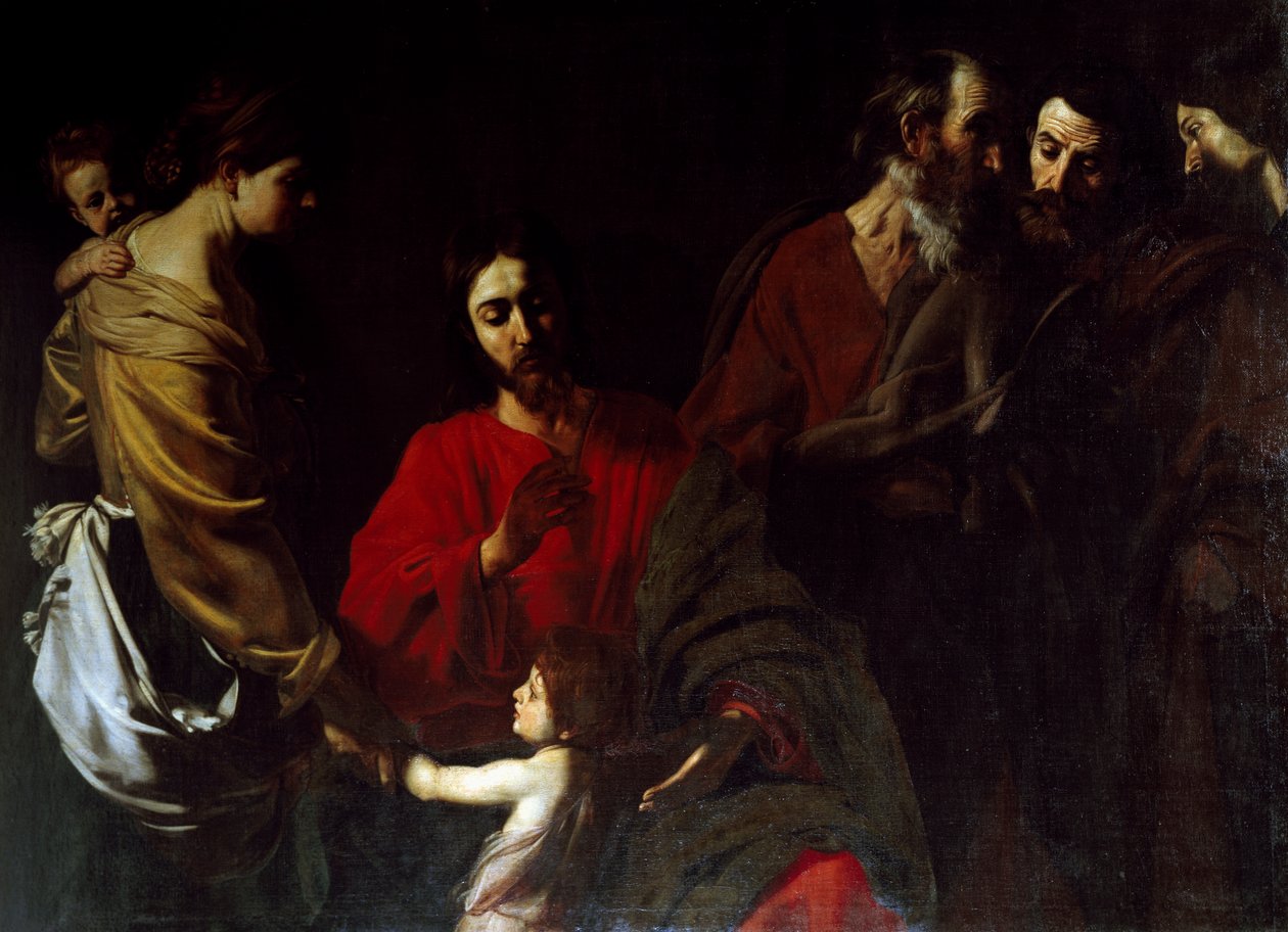 Kristus blant barna (olje på lerret) av Nicolas Tournier