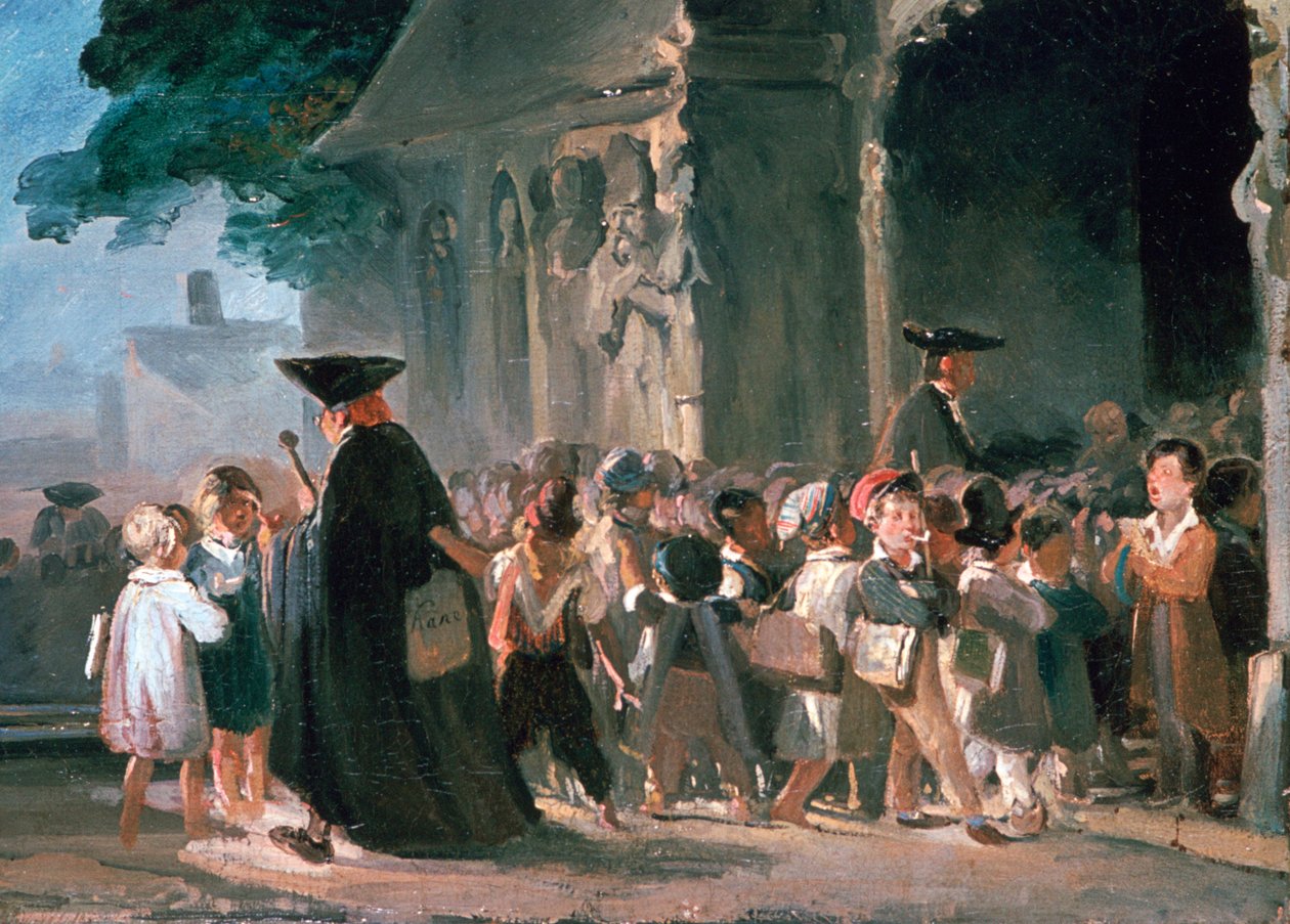 Barn ved en kirkedør, c1817-1845. av Nicolas Toussaint Charlet
