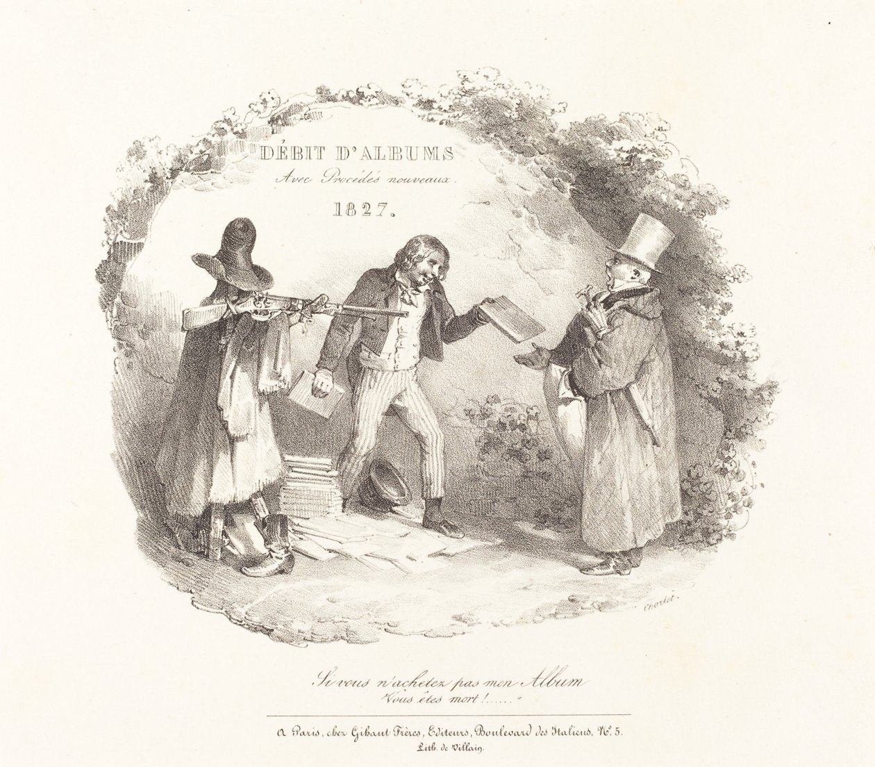 Debitering av album med nye metoder (nye metoder for salg av litografialbum) av Nicolas Toussaint Charlet