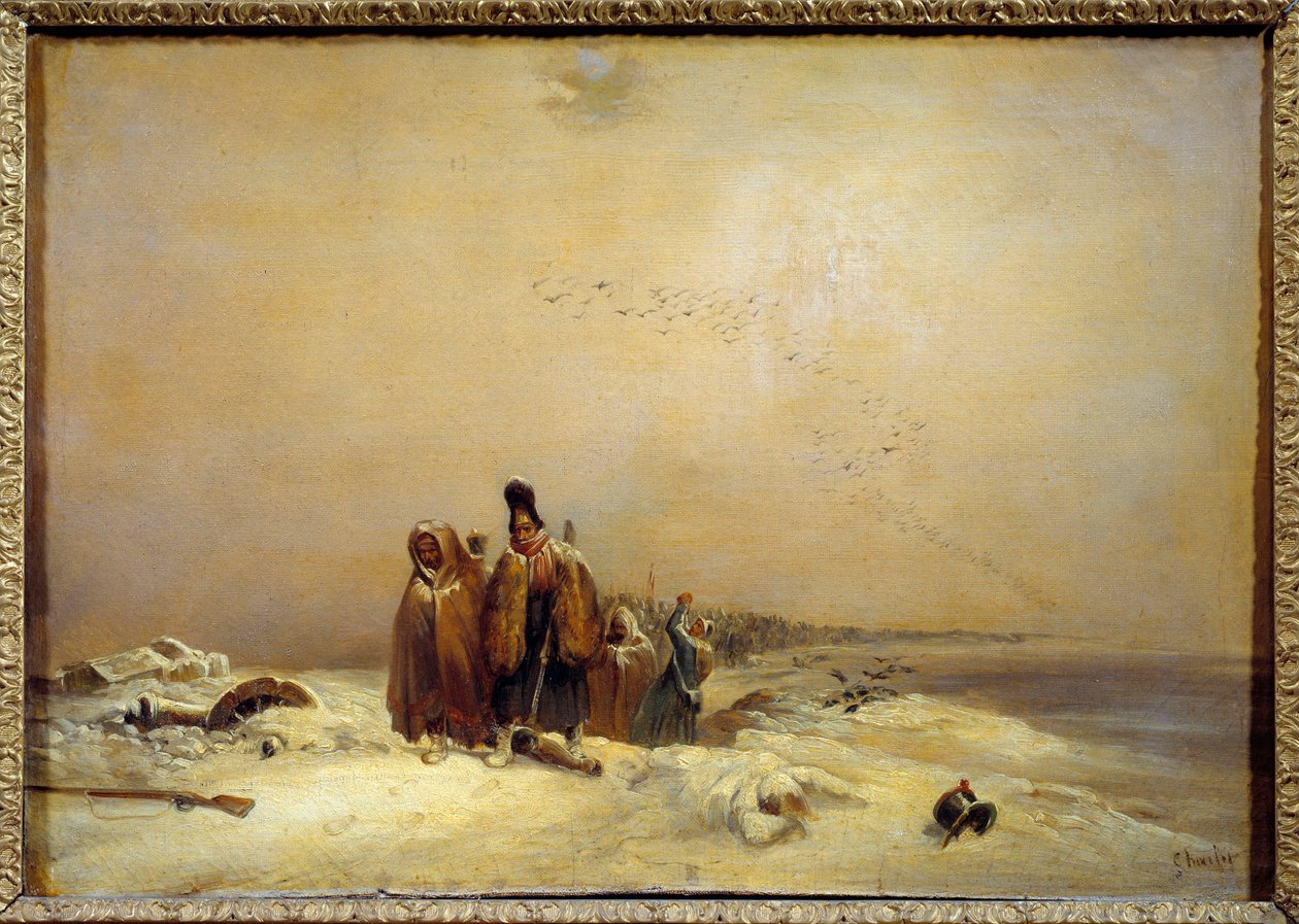Episode av den russiske Retreat Napoleonskrigen (1812). Maleri av Nicolas Toussaint Charlet (Toussaint-Charlet av Nicolas Toussaint Charlet