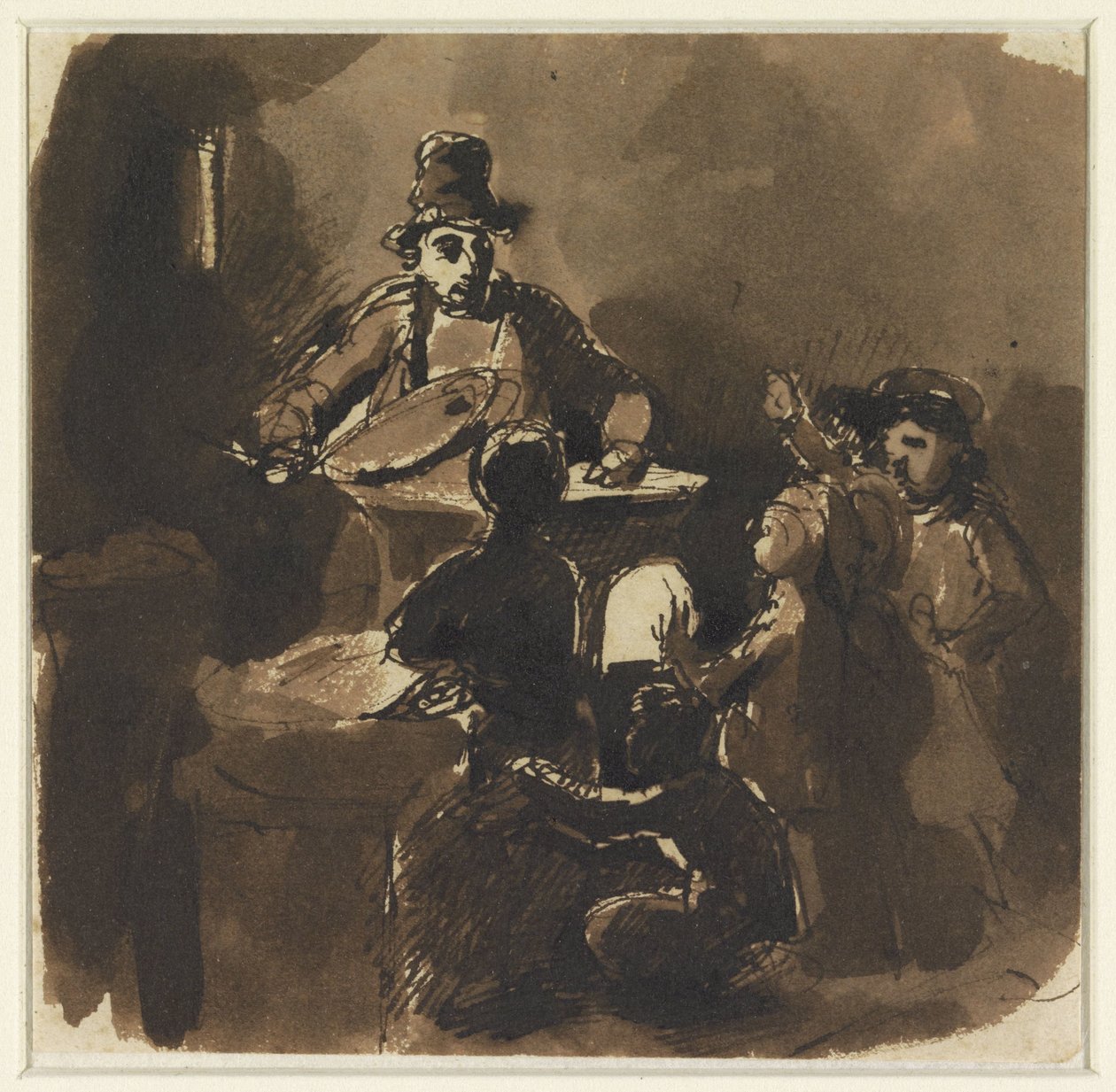 Barn rundt bålet til en kastanjeselger (?) av Nicolas Toussaint Charlet