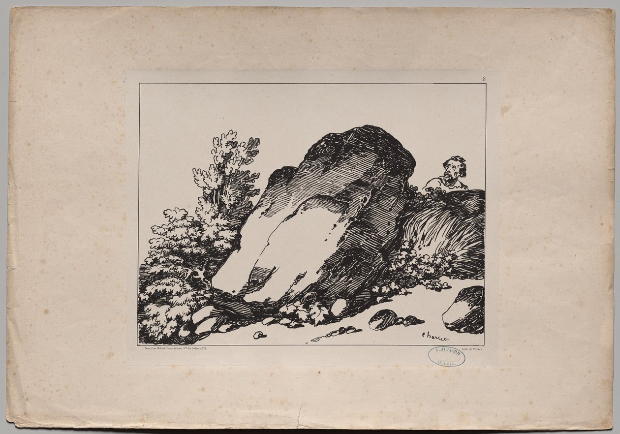 Landskap med stor stein av Nicolas Toussaint Charlet