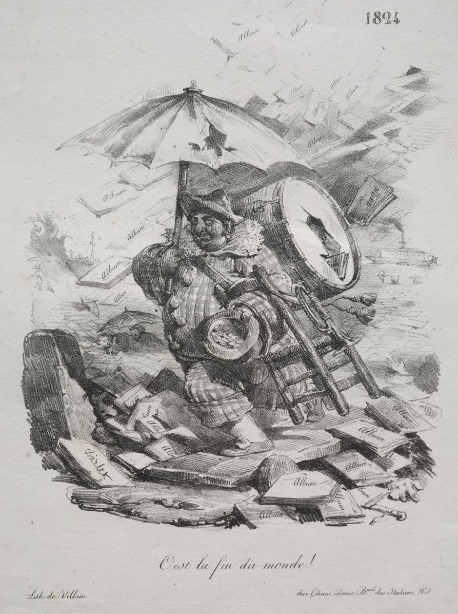 Litografiske skisser: Det er verdens ende! frontispice, 1824. av Nicolas Toussaint Charlet