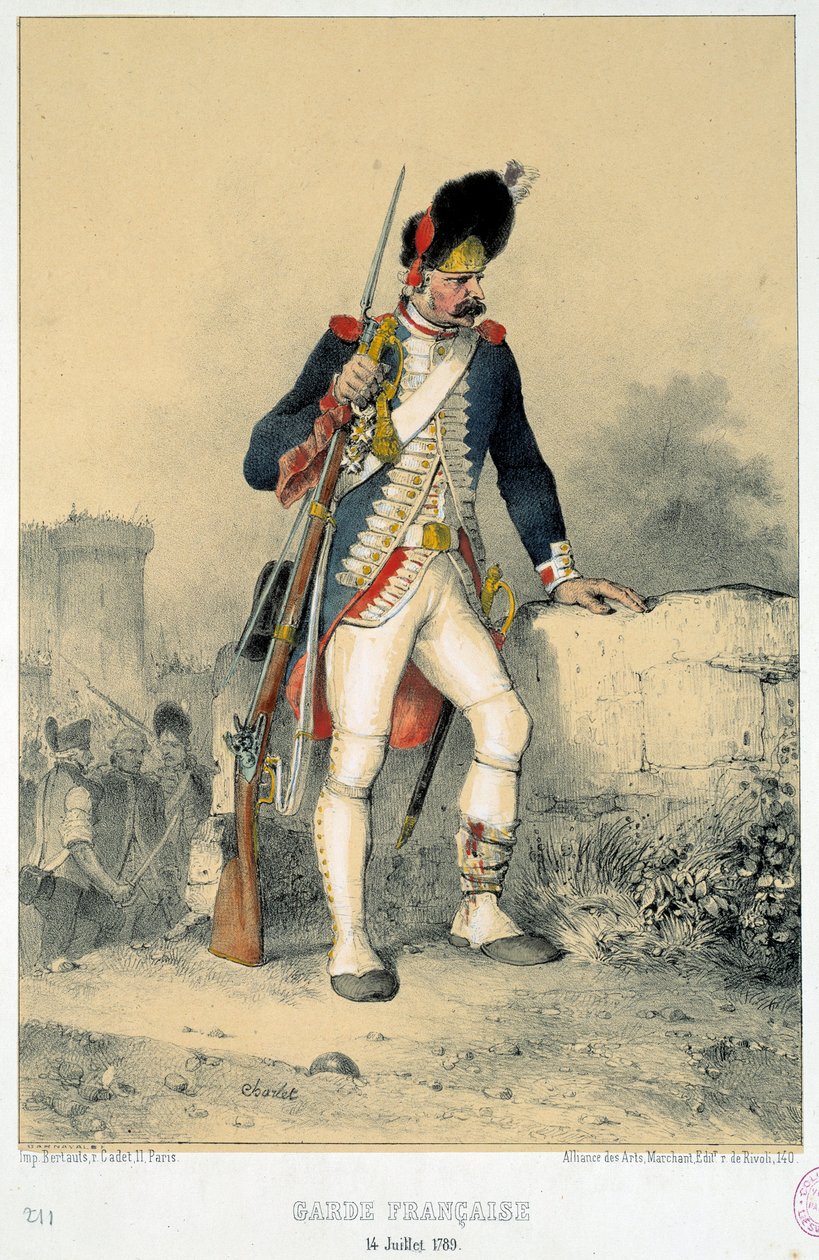 Medlem av den franske garde (14. juli 1789). Gravering av Nicolas Toussaint Charlet (1792-1845) av Nicolas Toussaint Charlet
