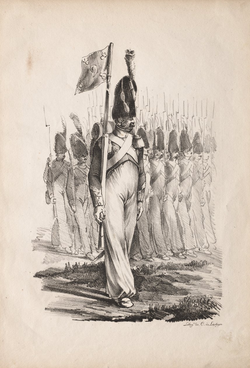 Militære kostymer: Carabiners Sargent, General Guide, 1817-1818. av Nicolas Toussaint Charlet