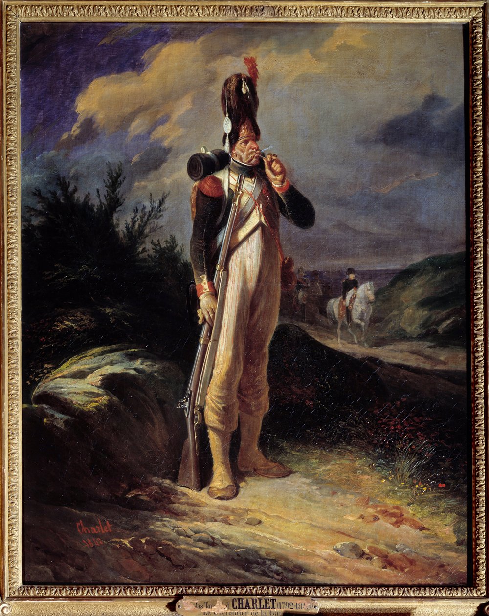 Portrett av en grenader av garde Portrett av en gretten av vakten til Napoleon Bonaparte. Maleri av Nicolas Toussaint Charlet (1792-1845) 1842 Søn. 0,81 x 0,65 m av Nicolas Toussaint Charlet