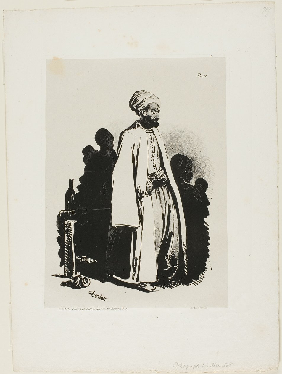 Standing Turk, plate elleve fra Ink Sketches av Charlet av Nicolas Toussaint Charlet