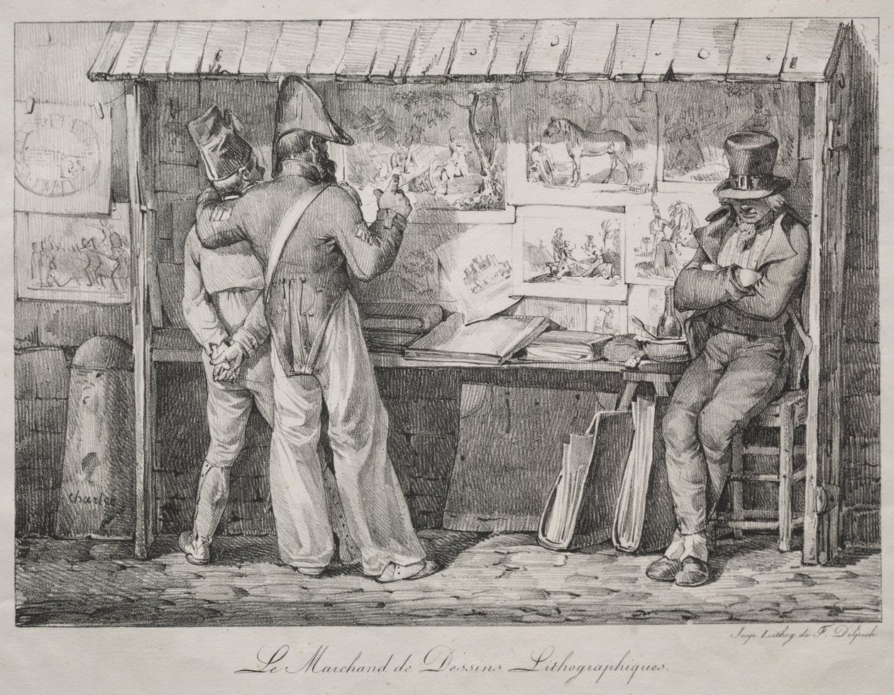 Litografihandleren av Nicolas Toussaint Charlet