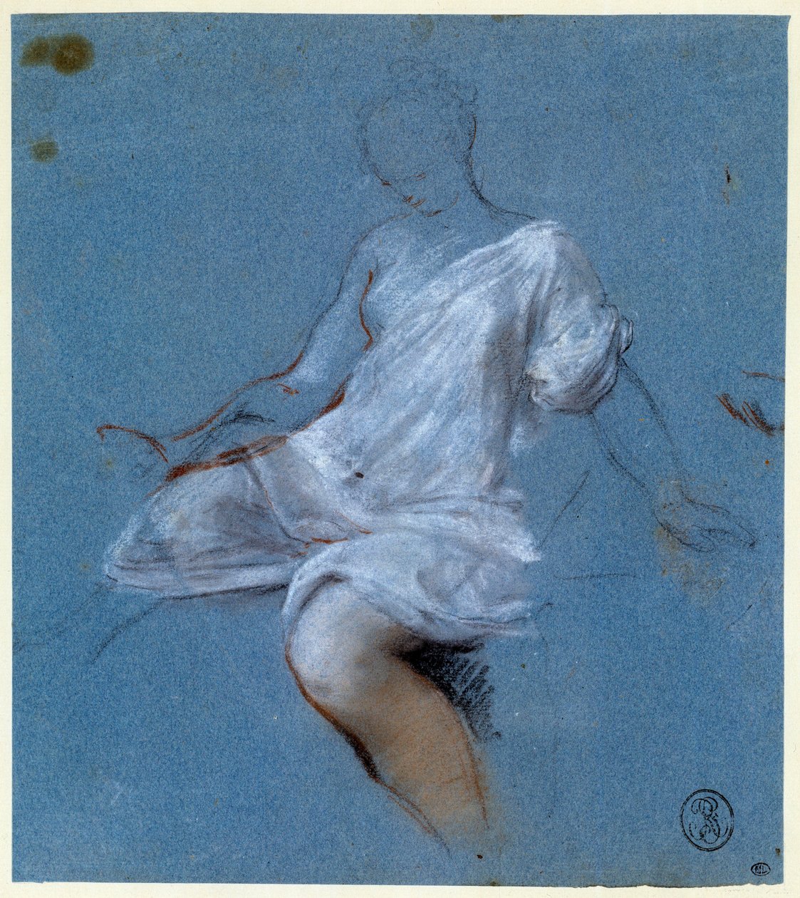 Studie av draperi på kroppen Tegning av Nicolas Vleughels (1668-1737) Paris fra 1700-tallet, Louvre-museet av Nicolas Vleughels